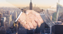 business handshake city